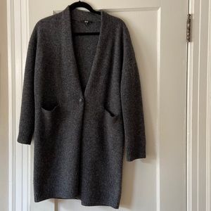 Uniqlo 100% Wool Grey Boxy Cardigan